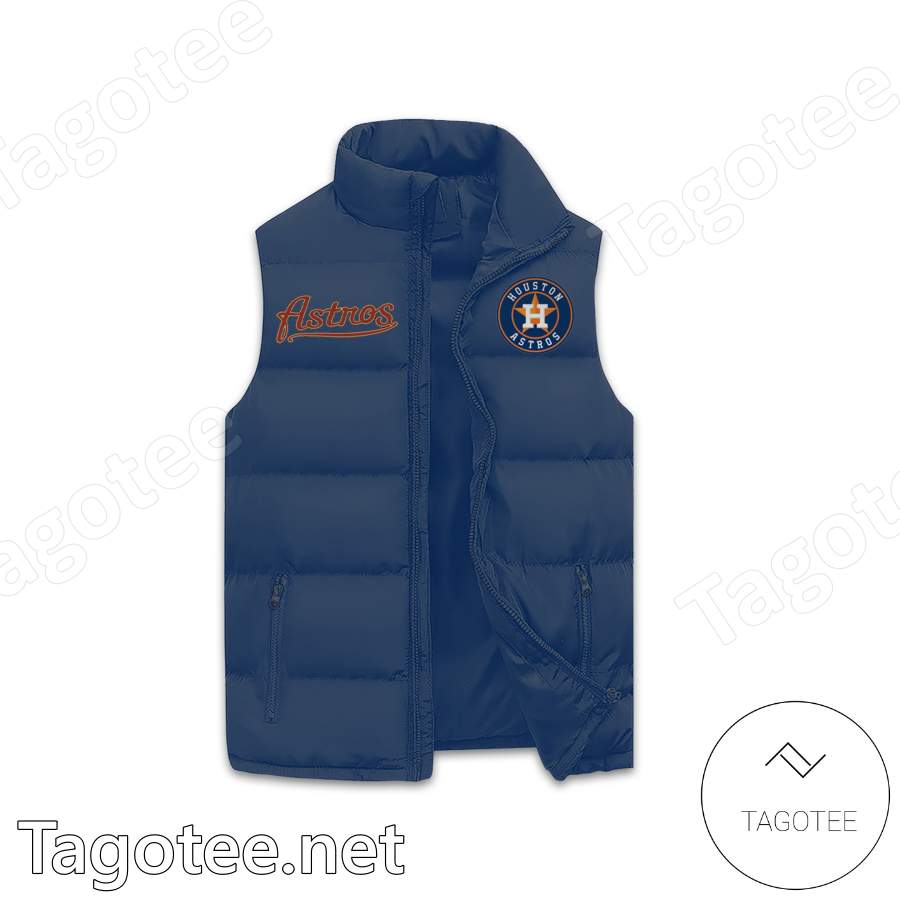 Ready 2 Reign Houston Astros Mascot Men's Sleeveless Puffer Jacket a