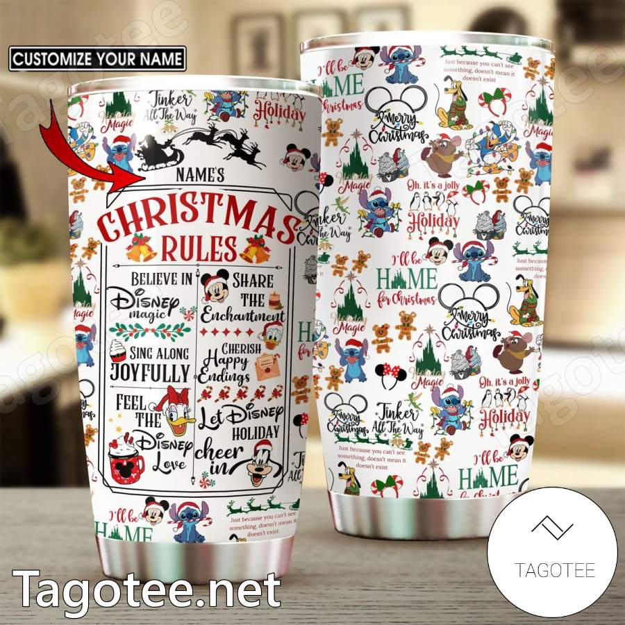 Christmas Rules Disney Cartoons Personalized Tumbler