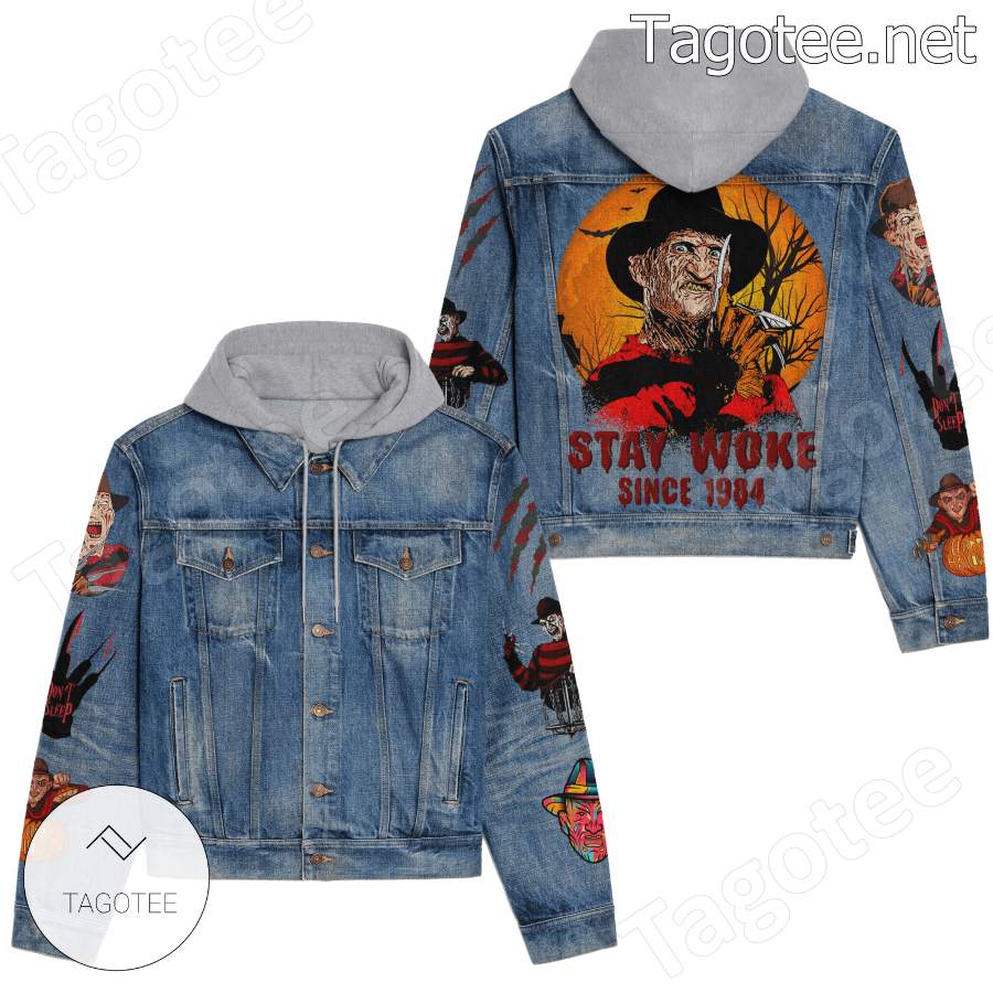 Freddy Krueger Stay Woke Since 1984 Hooded Jean Jacket