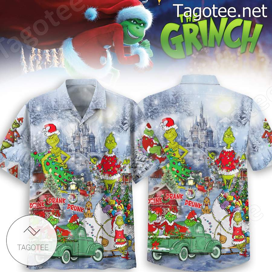 Grinch Drink Drank Drunk Christmas Hawaiian Shirt