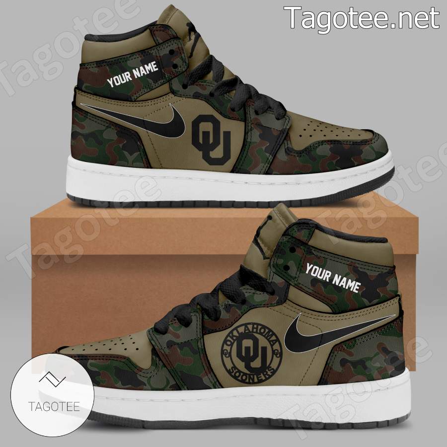 Oklahoma Sooners Football Veteran Camo Air Jordan Air Jordan High Top Shoes a