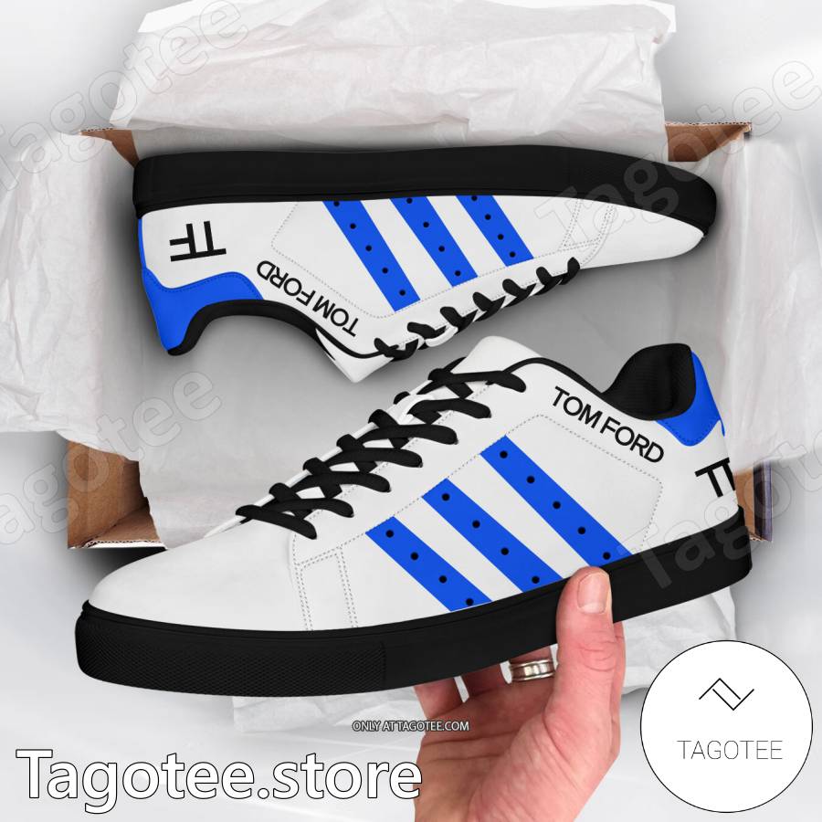 Tom Ford Logo Blue Stripes Stan Smith Shoes - EmonShop