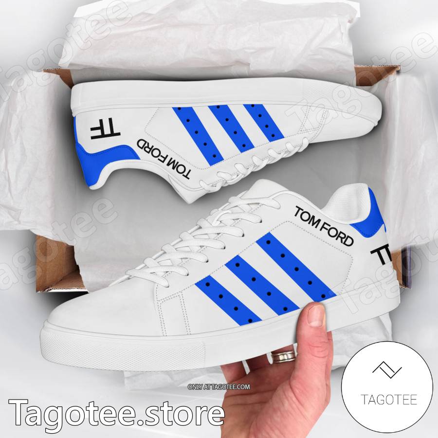 Tom Ford Logo Blue Stripes Stan Smith Shoes - EmonShop