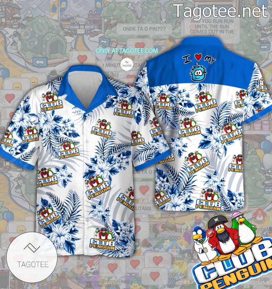 I Love Club Penguin Aloha Shirt