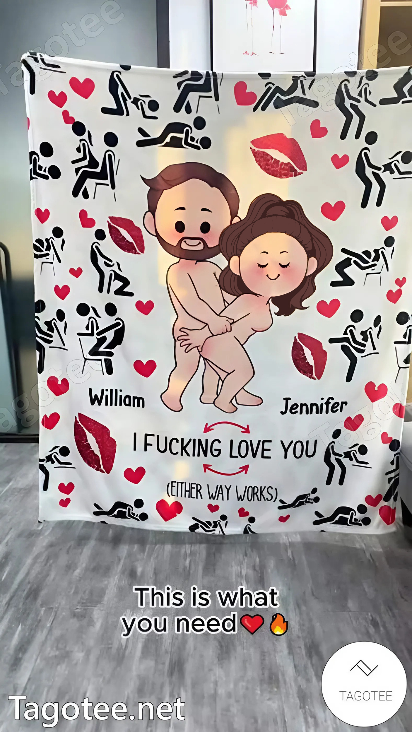 I Fucking Love You Funny Brown Hair Customized Blanket